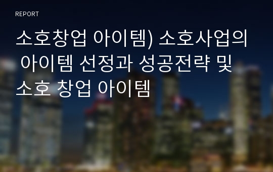 소호창업 아이템) 소호사업의 아이템 선정과 성공전략 및 소호 창업 아이템