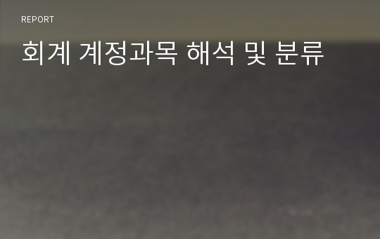 회계 계정과목 해석 및 분류