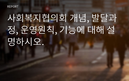 사회복지협의회 개념, 발달과정, 운영원칙, 기능에 대해 설명하시오.