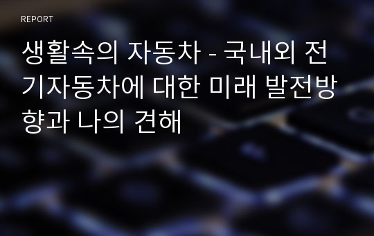 생활속의 자동차 - 국내외 전기자동차에 대한 미래 발전방향과 나의 견해