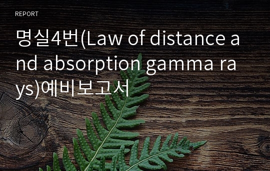 명실4번(Law of distance and absorption gamma rays)예비보고서