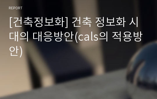 [건축정보화] 건축 정보화 시대의 대응방안(cals의 적용방안)