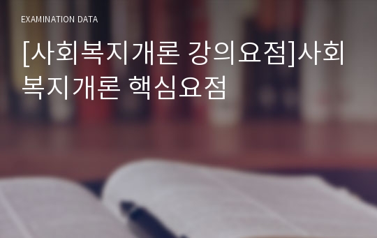 [사회복지개론 강의요점]사회복지개론 핵심요점