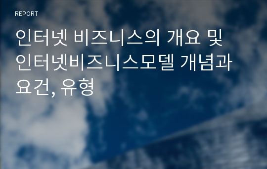 인터넷 비즈니스의 개요 및 인터넷비즈니스모델 개념과 요건, 유형