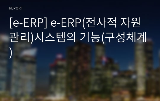 [e-ERP] e-ERP(전사적 자원관리)시스템의 기능(구성체계)