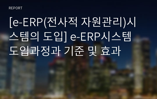 [e-ERP(전사적 자원관리)시스템의 도입] e-ERP시스템 도입과정과 기준 및 효과