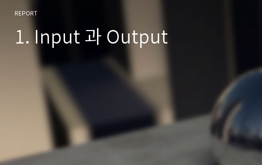 1. Input 과 Output