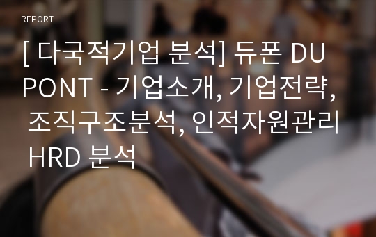 [ 다국적기업 분석] 듀폰 DUPONT - 기업소개, 기업전략, 조직구조분석, 인적자원관리 HRD 분석