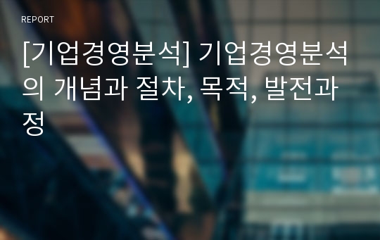 [기업경영분석] 기업경영분석의 개념과 절차, 목적, 발전과정