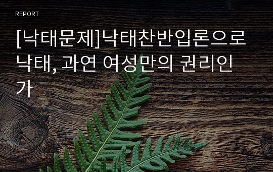 [낙태문제]낙태찬반입론으로 낙태, 과연 여성만의 권리인가