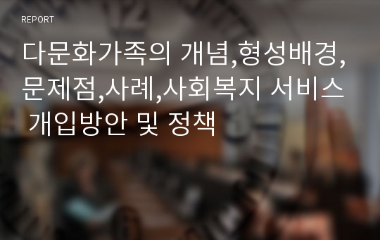 다문화가족의 개념,형성배경,문제점,사례,사회복지 서비스 개입방안 및 정책