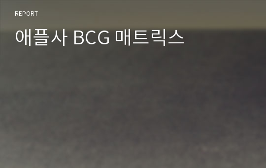 애플사 BCG 매트릭스