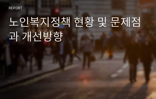 노인복지정책 현황 및 문제점과 개선방향