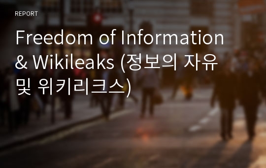 Freedom of Information &amp; Wikileaks (정보의 자유 및 위키리크스)