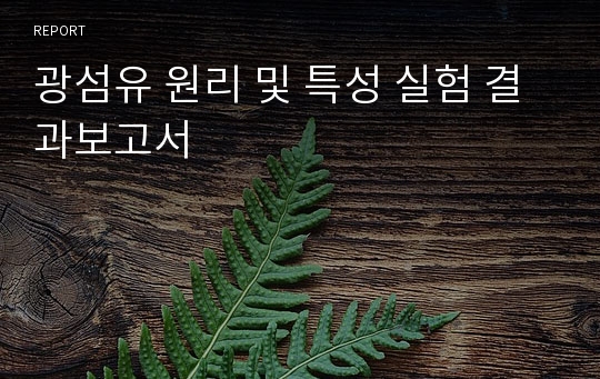 광섬유 원리 및 특성 실험 결과보고서