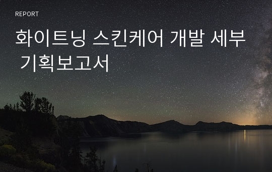 화이트닝 스킨케어 개발 세부 기획보고서