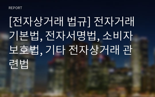 [전자상거래 법규] 전자거래기본법, 전자서명법, 소비자보호법, 기타 전자상거래 관련법