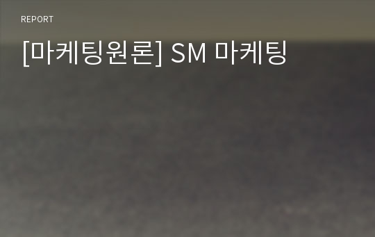 [마케팅원론] SM 마케팅