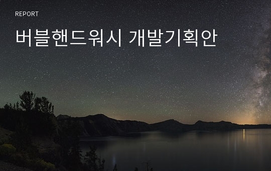 버블핸드워시 개발기획안