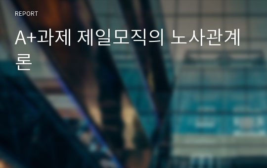 A+과제 제일모직의 노사관계론