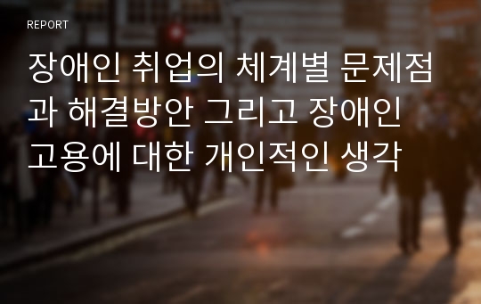 장애인 취업의 체계별 문제점과 해결방안 그리고 장애인 고용에 대한 개인적인 생각