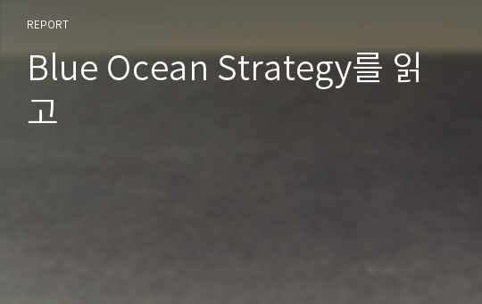 Blue Ocean Strategy를 읽고