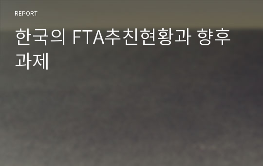 한국의 FTA추친현황과 향후과제