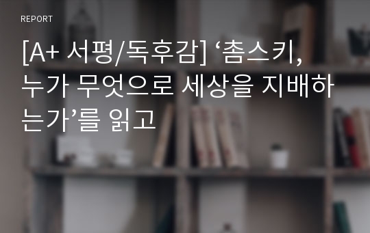 [A+ 서평/독후감] ‘촘스키, 누가 무엇으로 세상을 지배하는가’를 읽고