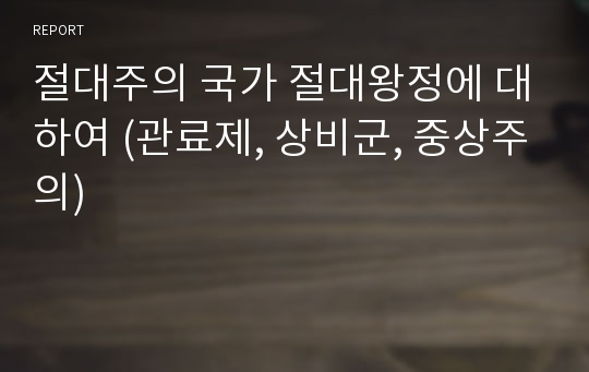 절대주의 국가 절대왕정에 대하여 (관료제, 상비군, 중상주의)