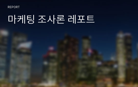 마케팅 조사론 레포트