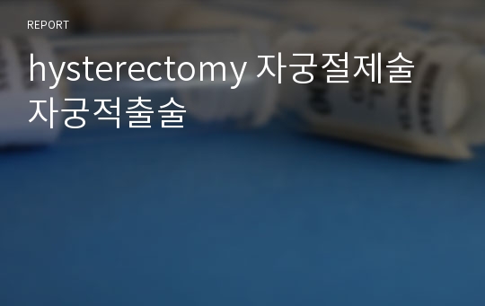 hysterectomy 자궁절제술 자궁적출술