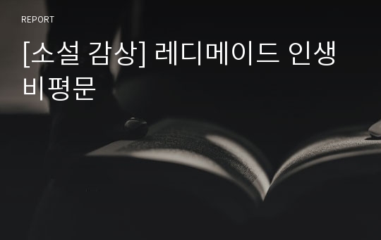 [소설 감상] 레디메이드 인생 비평문