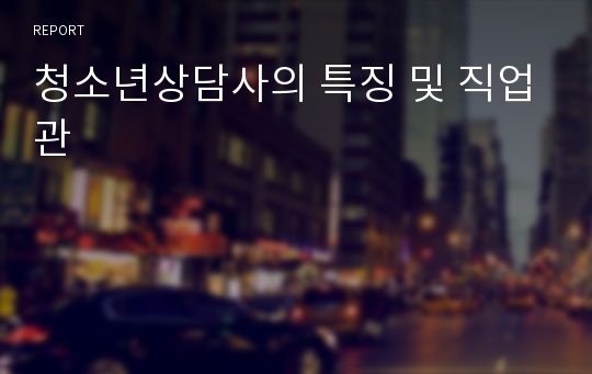 청소년상담사의 특징 및 직업관