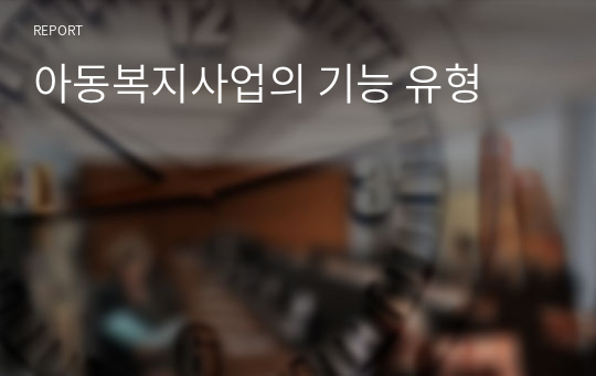 아동복지사업의 기능 유형