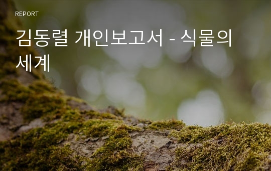 김동렬 개인보고서 - 식물의 세계