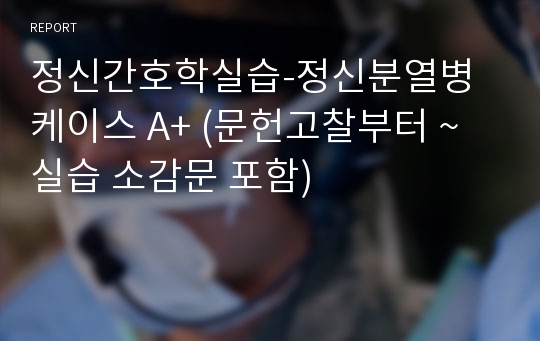 정신간호학실습-정신분열병 케이스 A+ (문헌고찰부터 ~ 실습 소감문 포함)