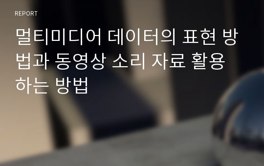 멀티미디어 데이터의 표현 방법과 동영상 소리 자료 활용하는 방법