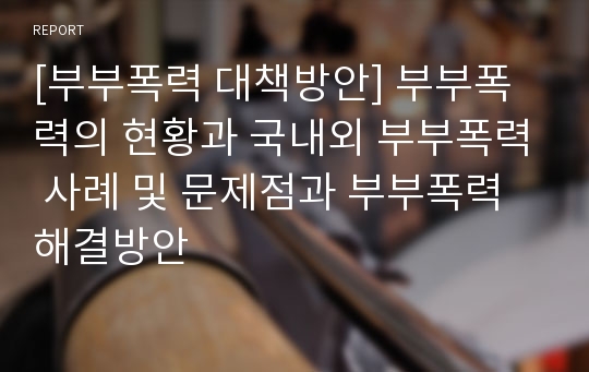 [부부폭력 대책방안] 부부폭력의 현황과 국내외 부부폭력 사례 및 문제점과 부부폭력 해결방안