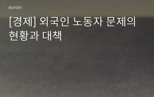 [경제] 외국인 노동자 문제의 현황과 대책