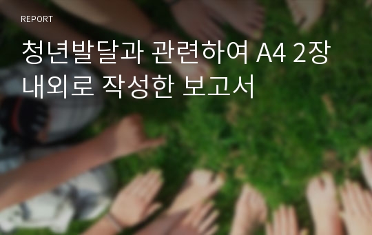 청년발달과 관련하여 A4 2장 내외로 작성한 보고서