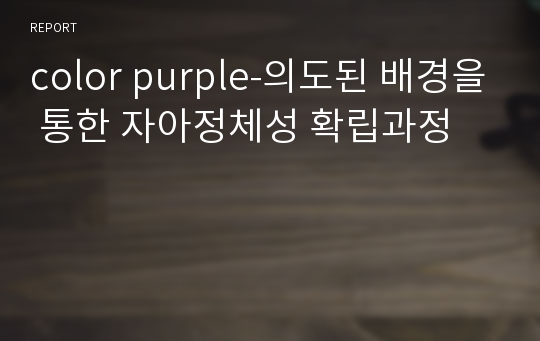 color purple-의도된 배경을 통한 자아정체성 확립과정