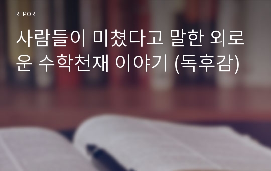 사람들이 미쳤다고 말한 외로운 수학천재 이야기 (독후감)