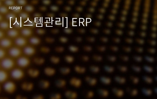 [시스템관리] ERP