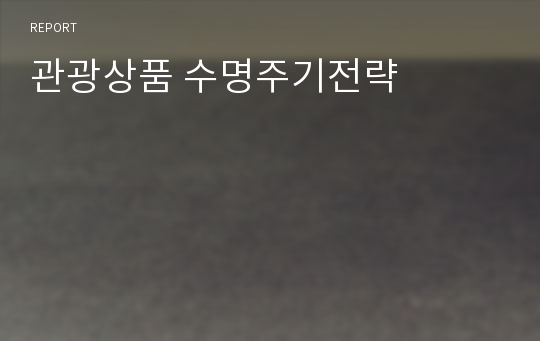 관광상품 수명주기전략