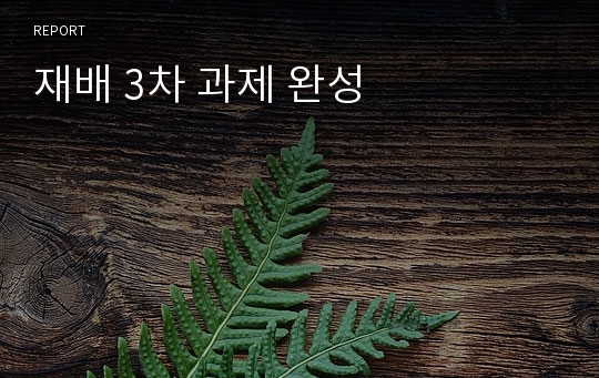 재배 3차 과제 완성