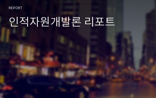 인적자원개발론 리포트