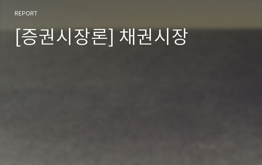 [증권시장론] 채권시장