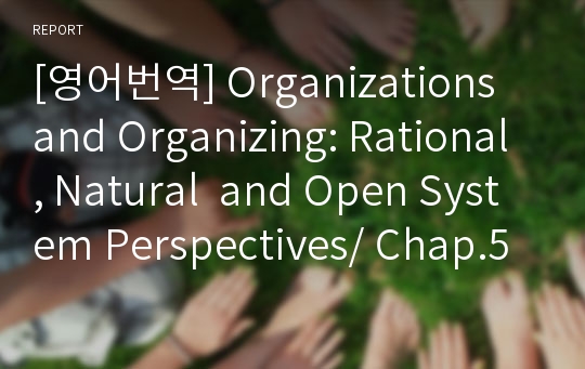 [영어번역] Organizations and Organizing: Rational, Natural  and Open System Perspectives/ Chap.5 Combining Perspectives, Expanding Levels