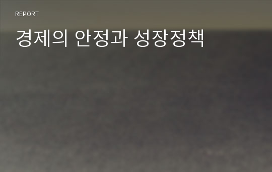 경제의 안정과 성장정책