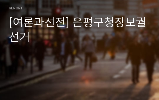 [여론과선전] 은평구청장보궐선거